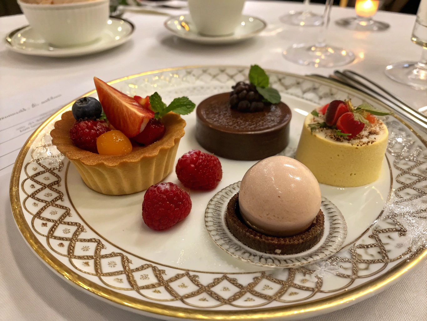 Artisanal Italian dessert tasting flight on marble