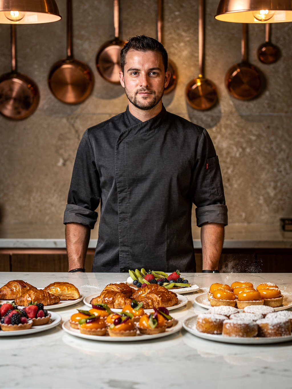 Executive Pastry Chef crafting a signature dessert